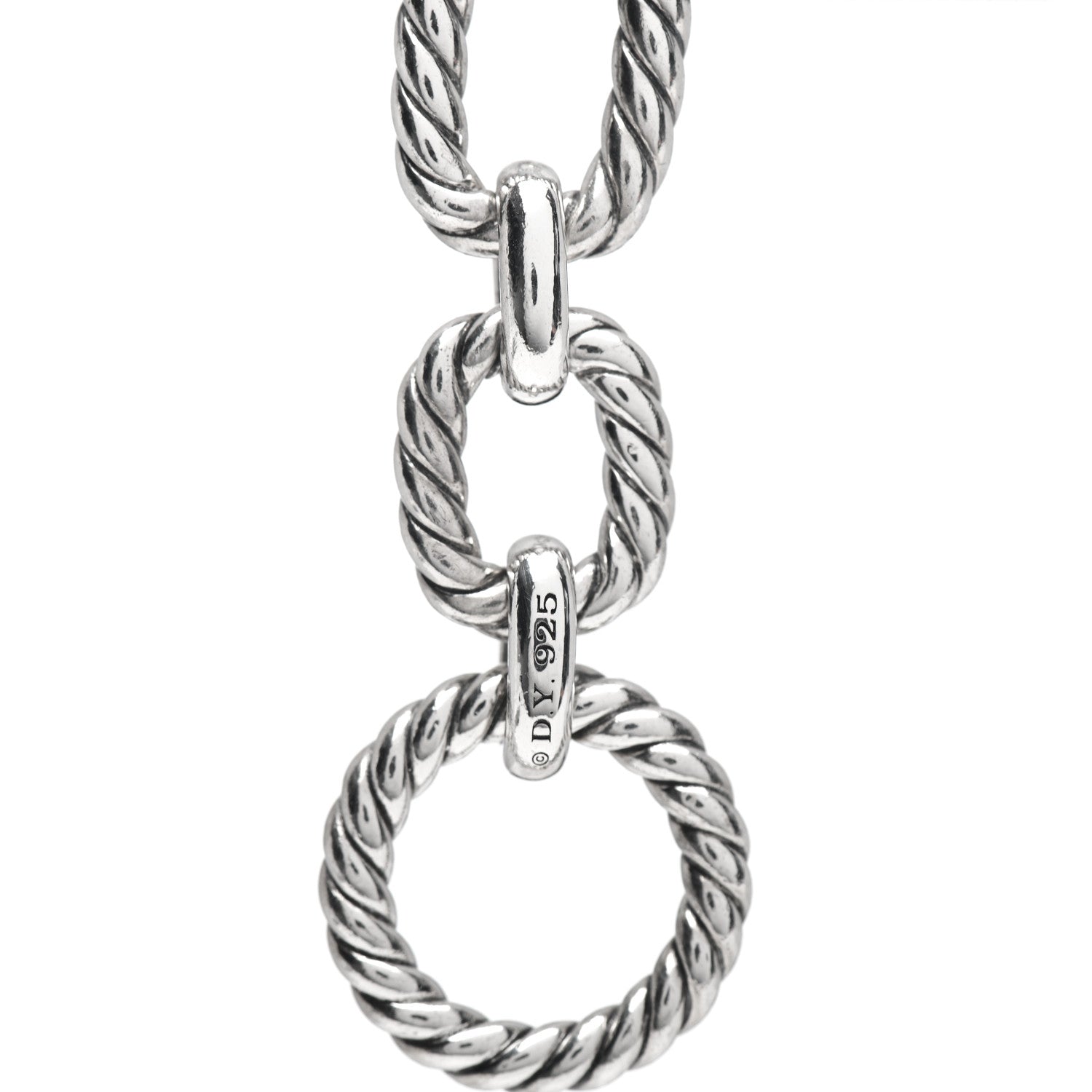 David Yurman Sterling Silver Blue Sapphire 9.5mm Cushion Link Bracelet 4 of 4