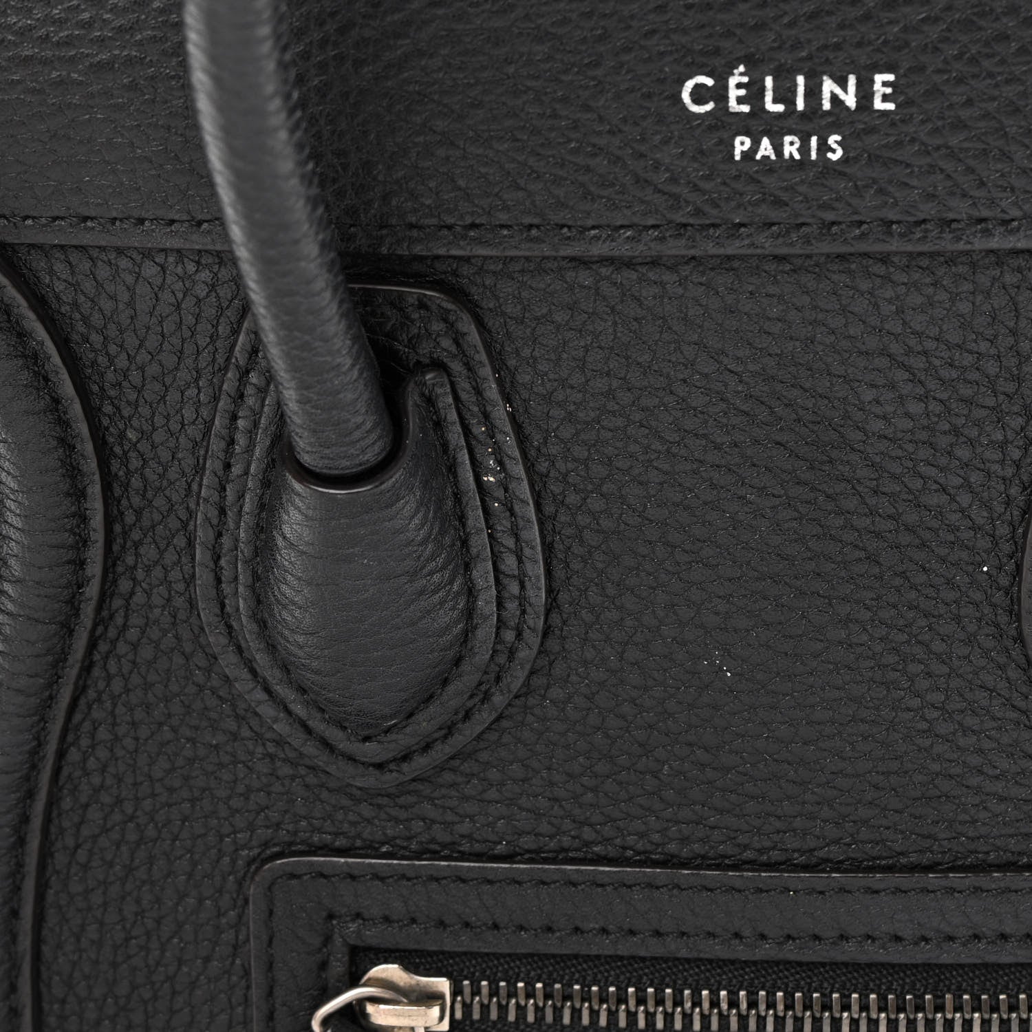 Celine Drummed Calfskin Nano Luggage Black 17 of 18