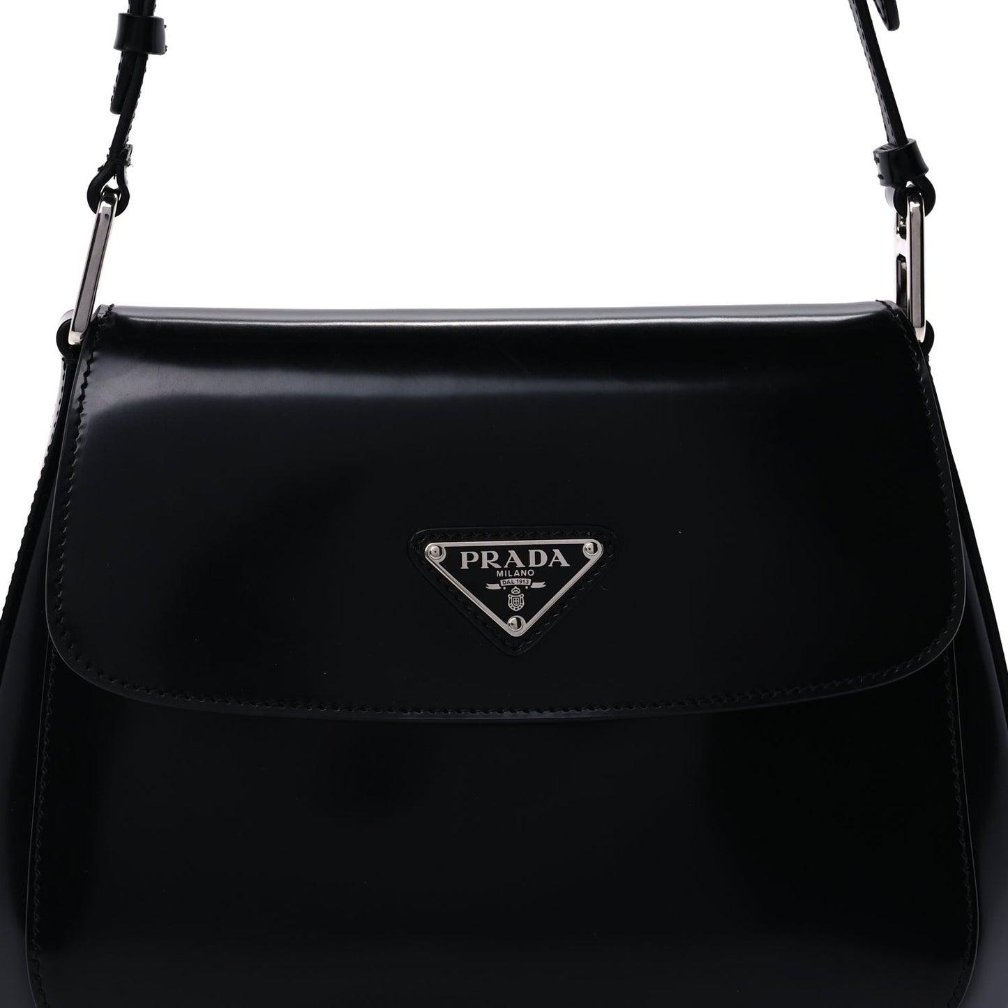 Spazzolato Cleo Flap Adjustable Strap Shoulder Bag  Black