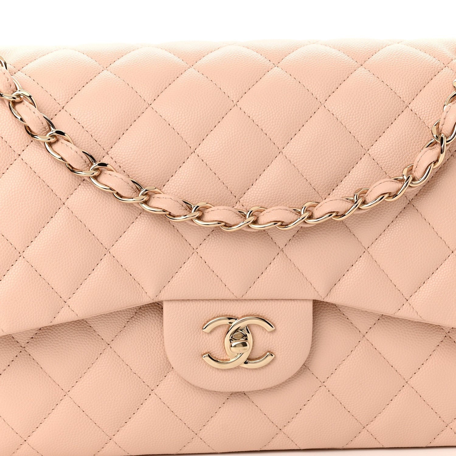 Chanel Caviar Quilted Jumbo Double Flap Light Beige 7 of 10