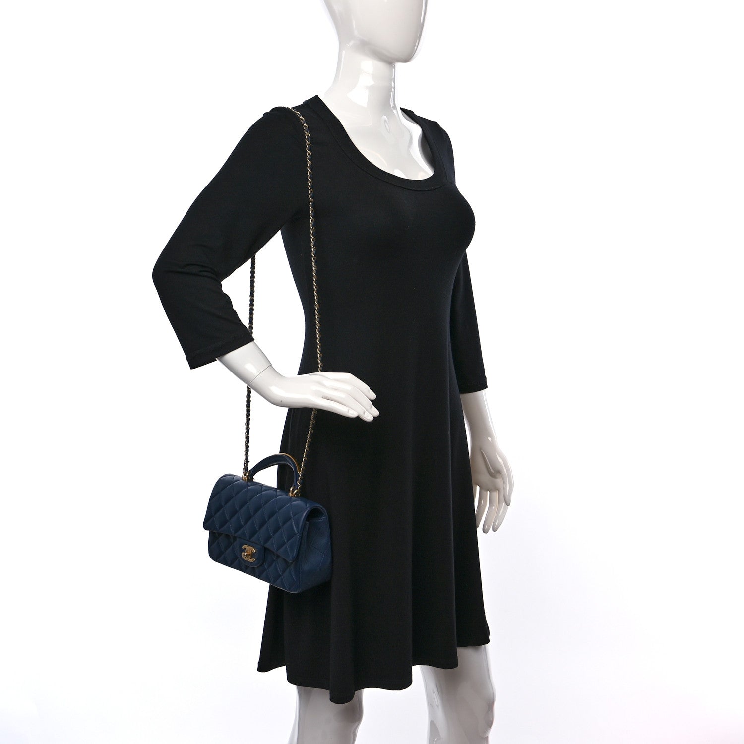 Chanel Lambskin Quilted Mini Metal Top Handle Rectangular Flap Blue 2 of 10