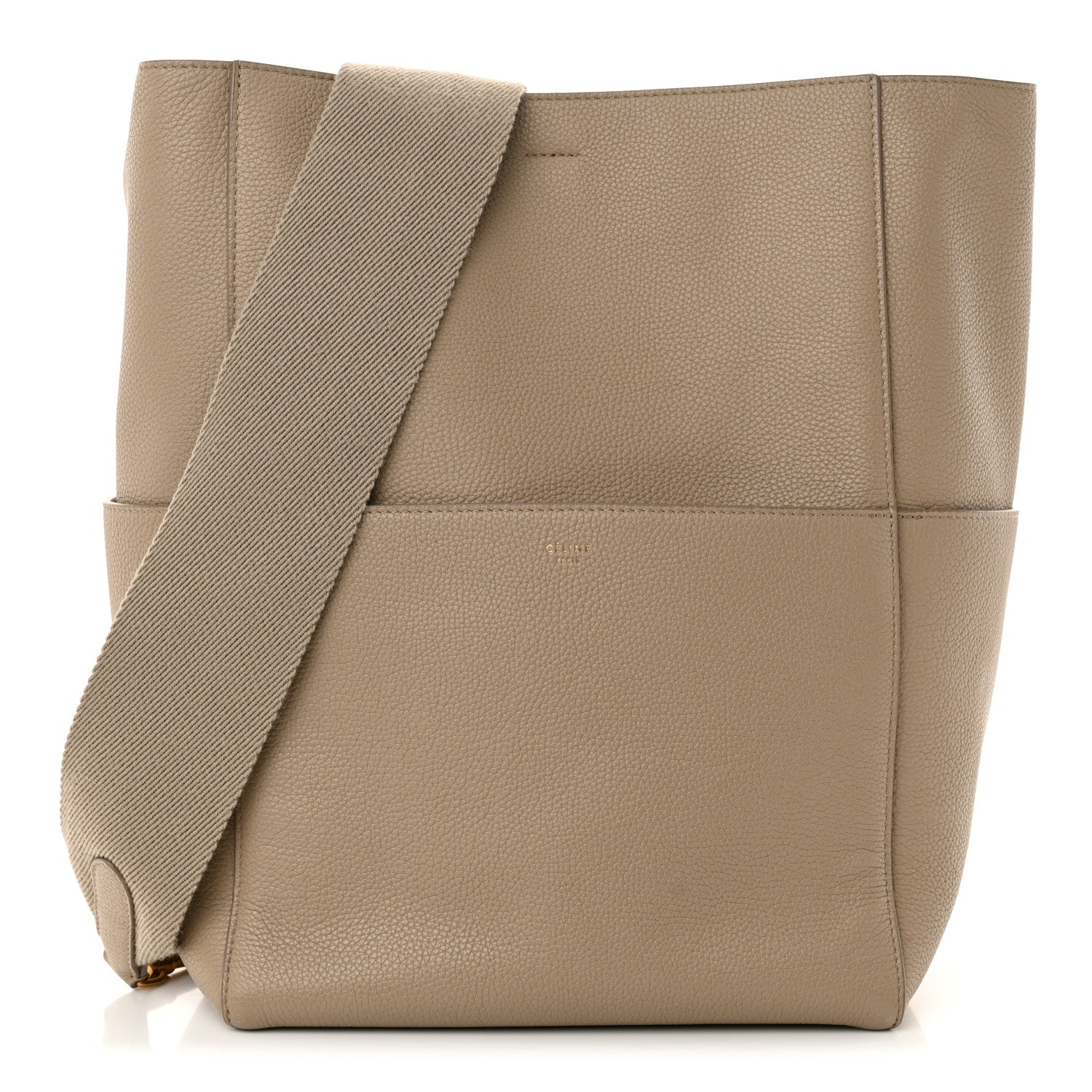 Celine Soft Grained Calfskin Sangle Bucket Bag Taupe 1 of 10