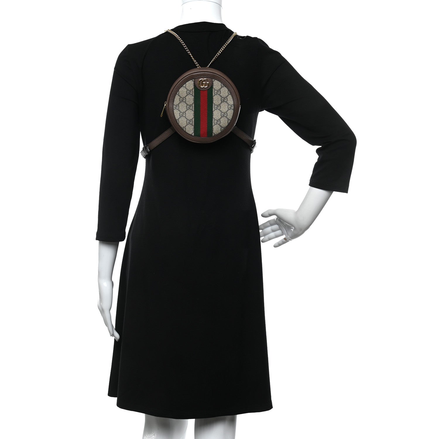 Gucci GG Supreme Monogram Web Mini Ophidia Round Backpack Brown 2 of 10