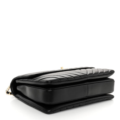 Chanel Lambskin Chevron Quilted Medium Trendy CC Dual Handle Flap Bag Black 4 of 13