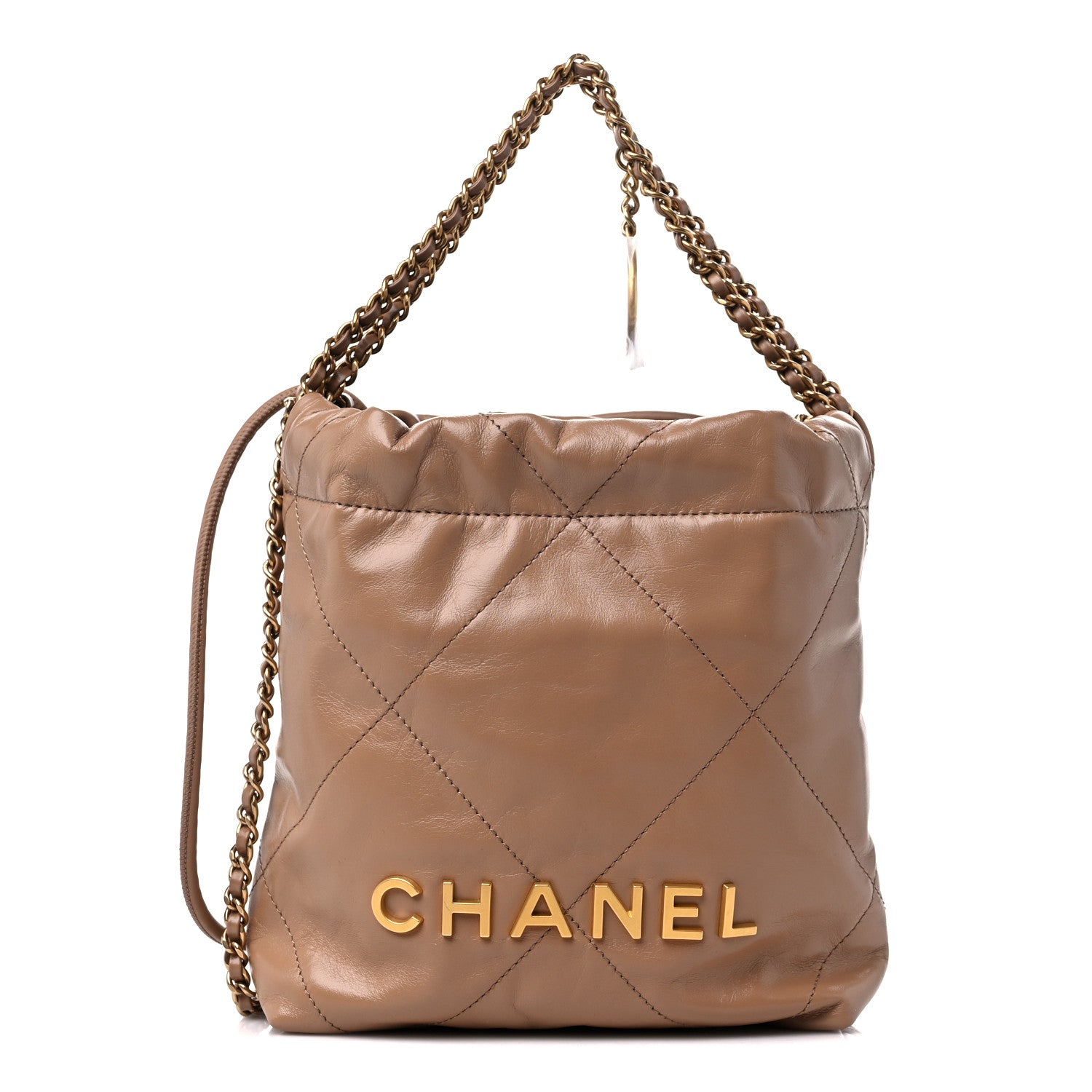 Chanel Shiny Calfskin Quilted Mini Chanel 22 Dark Beige 1 of 10