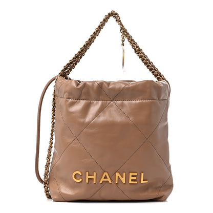 Chanel Shiny Calfskin Quilted Mini Chanel 22 Dark Beige 1 of 10