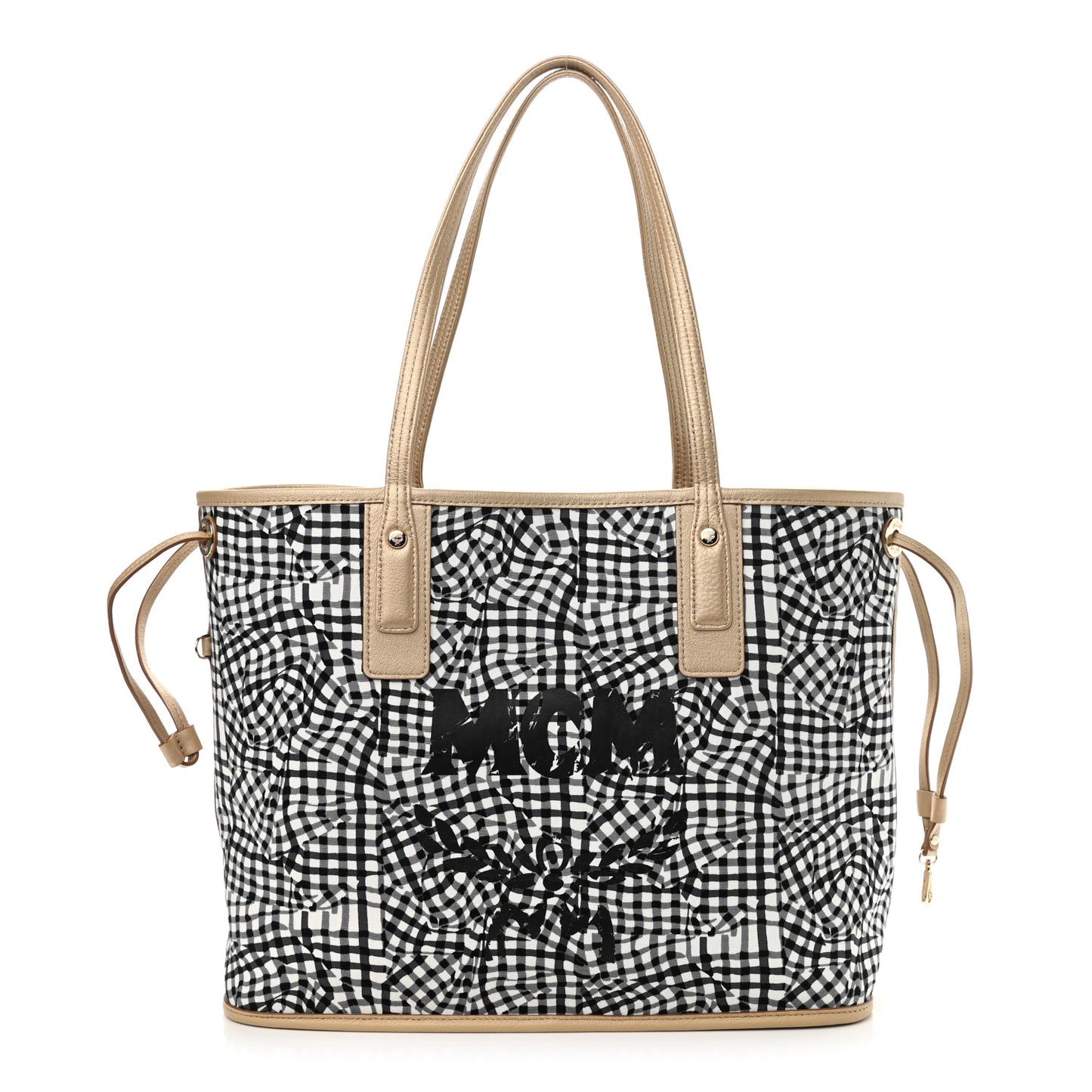 Metallic Visetos Medium Liz Reversible Shopper Tote Gold