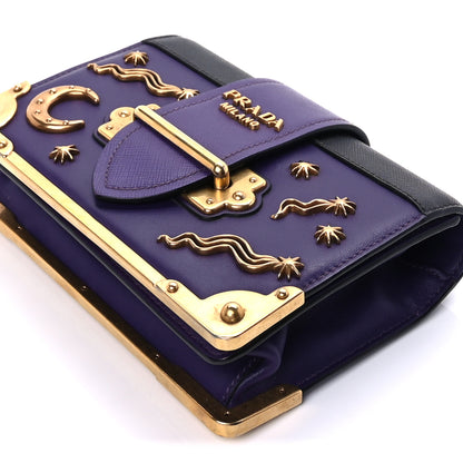 Prada City Calf Saffiano Astrology Cahier Bag Viola Black 8 of 8