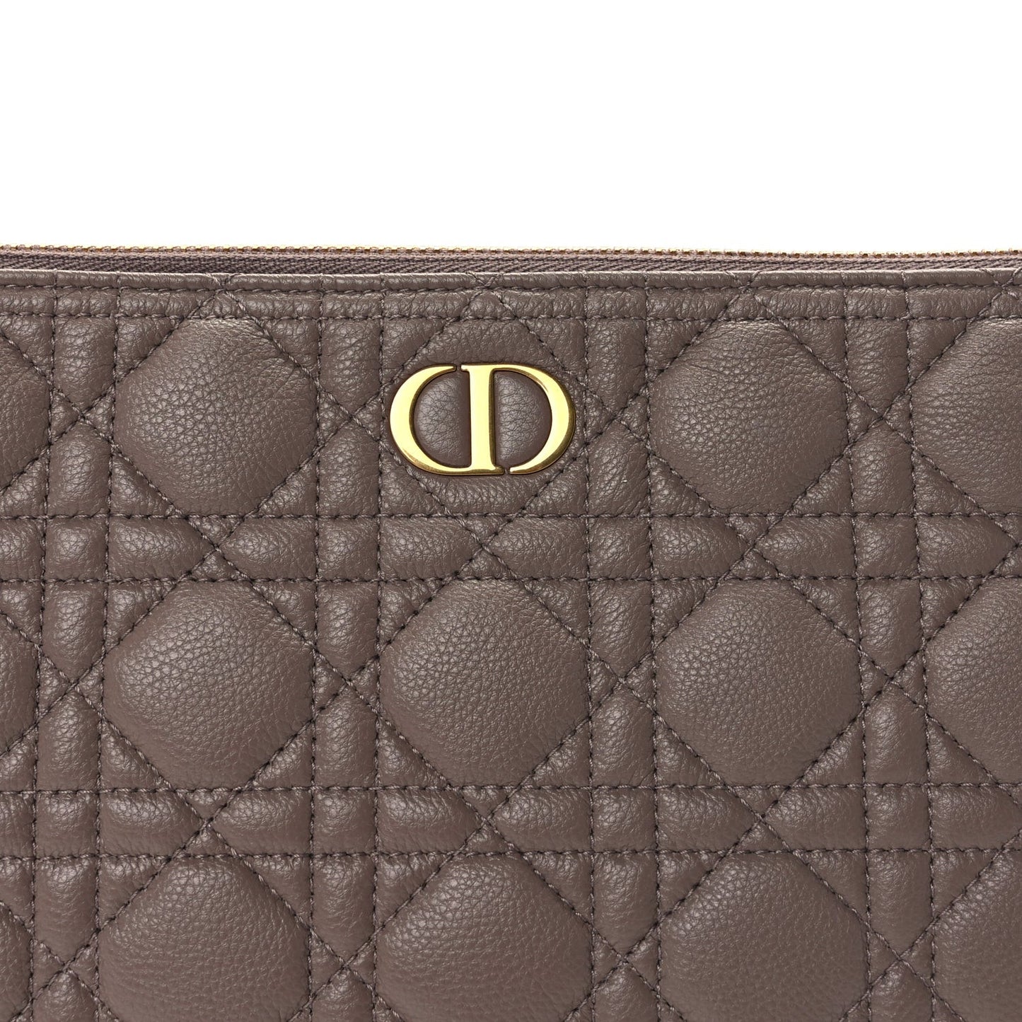 Supple Calfskin Cannage Large Caro Daily Pouch Warm Taupe