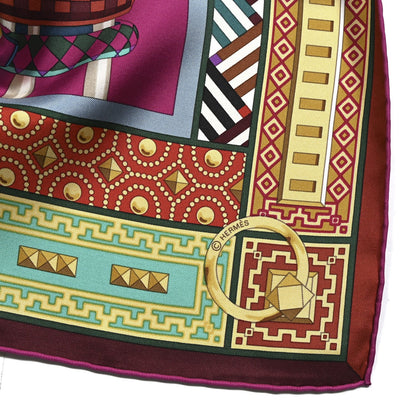 Hermes Silk Colliers de Chiens Scarf 90 Fuchsia Turquoise Grenat 4 of 5
