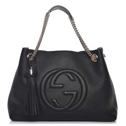 Gucci Pebbled Calfskin Medium Soho Chain Shoulder Bag Black 1 of 7