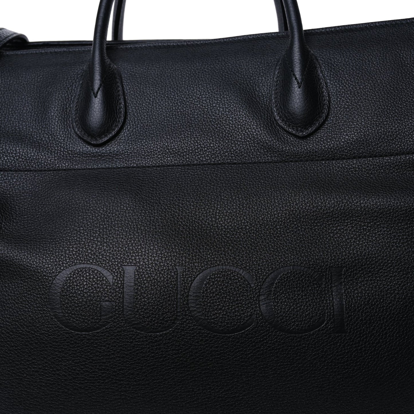 Grained Calfskin Logo Embossed Large Tote Black