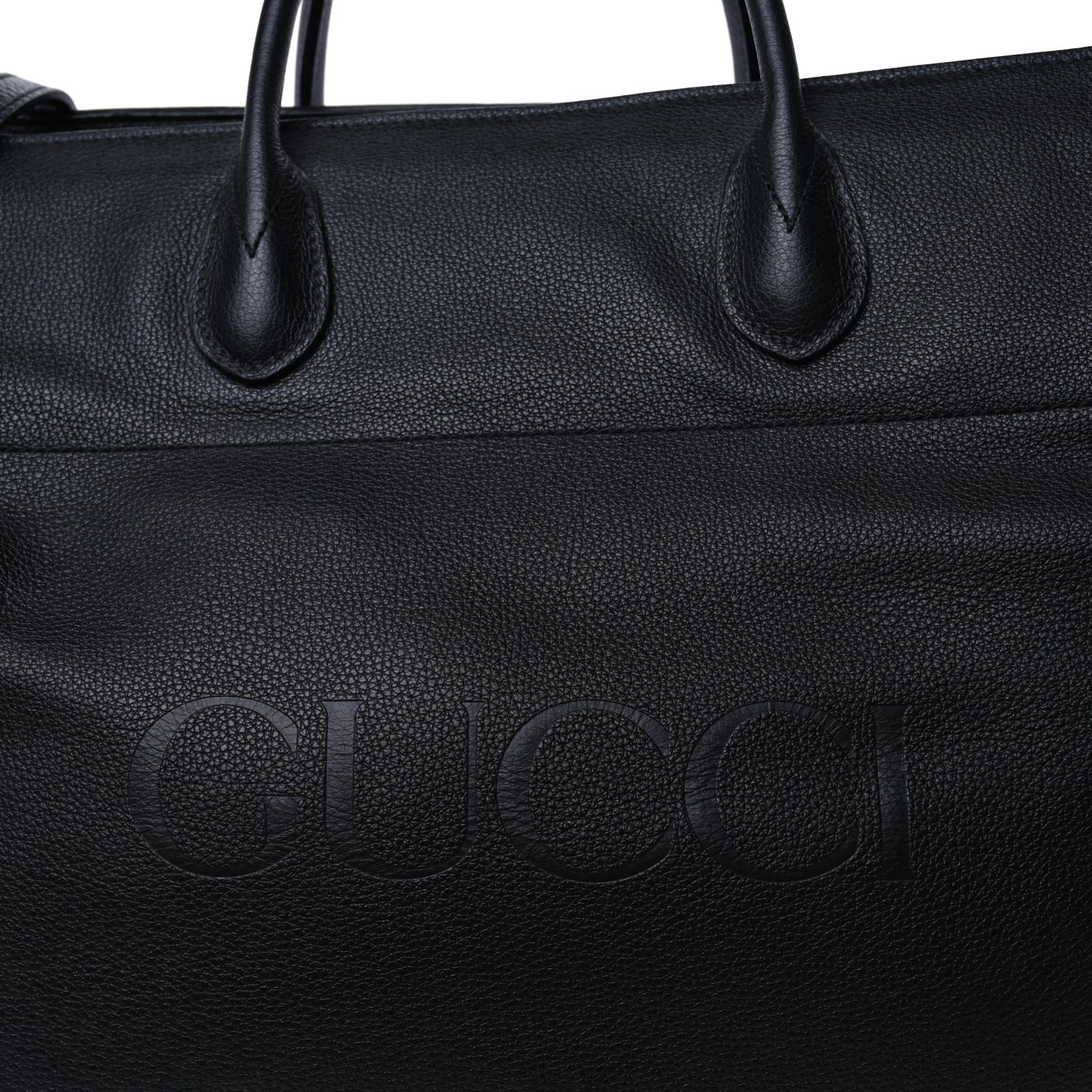 Gucci Grained Calfskin Logo Embossed Large Tote Black 6 of 8
