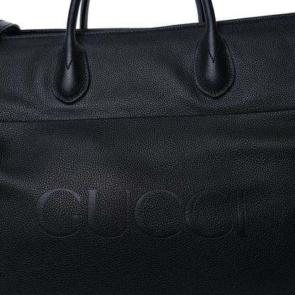 Gucci Grained Calfskin Logo Embossed Large Tote Black 6 of 8
