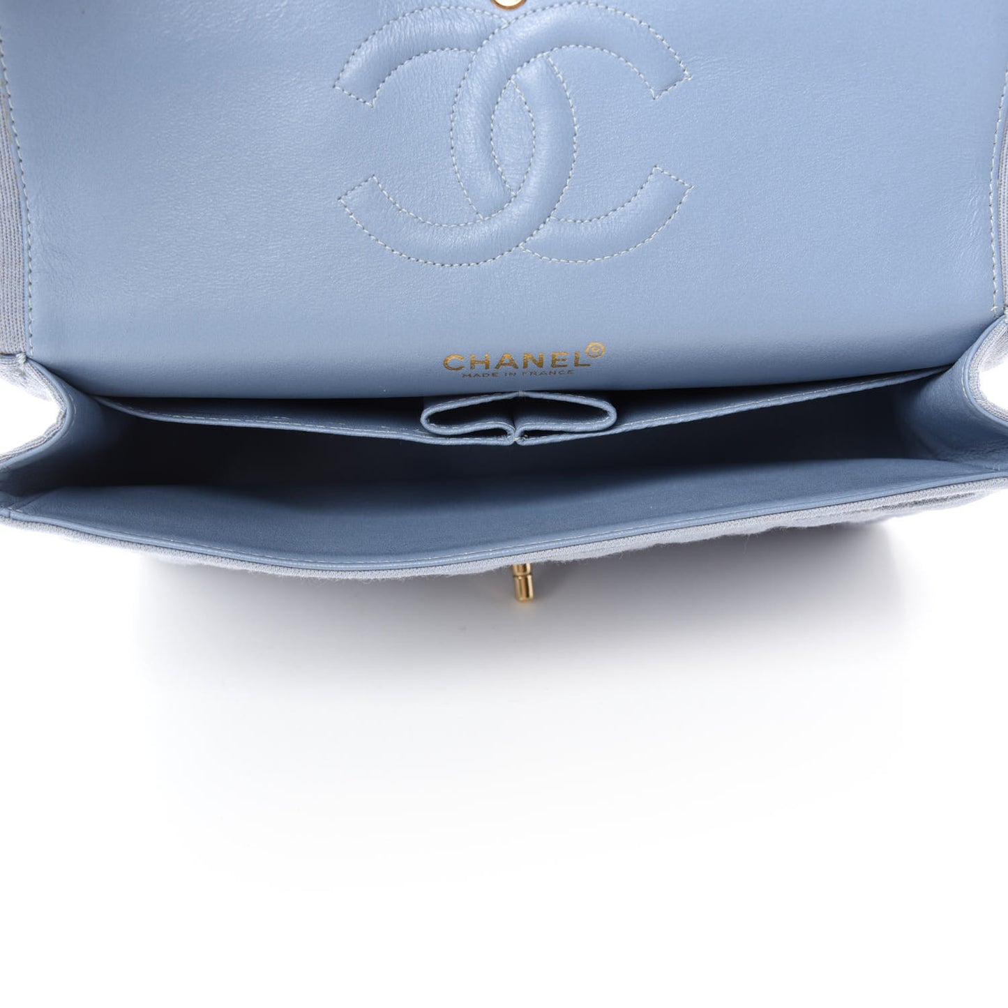 Jersey Quilted Medium Double Flap Light Blue