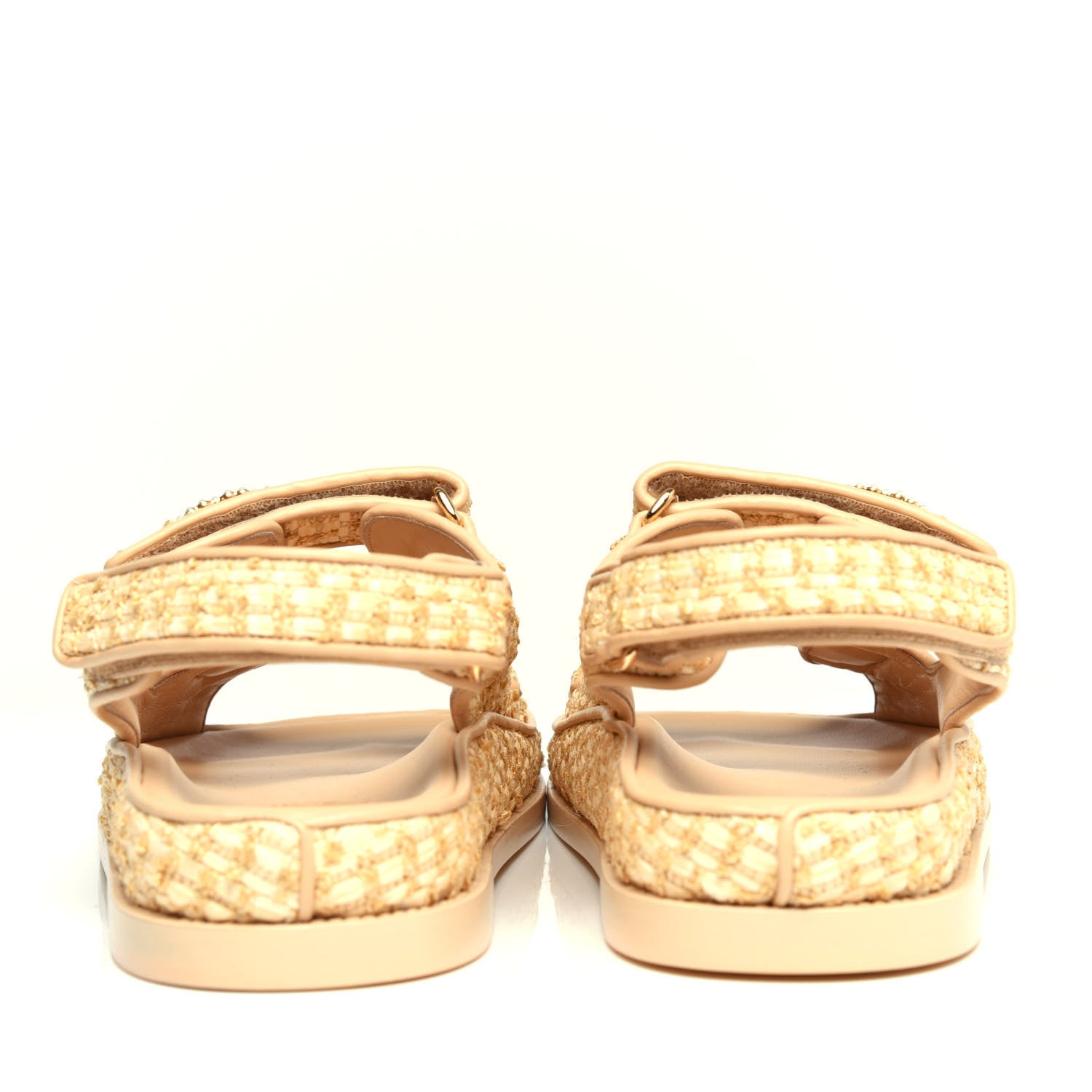 Chanel Braided Fabric Velcro Dad Sandals 39.5 Beige 7 of 11