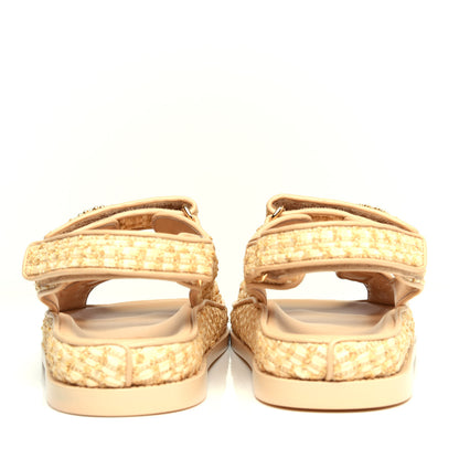 Chanel Braided Fabric Velcro Dad Sandals 39.5 Beige 7 of 11