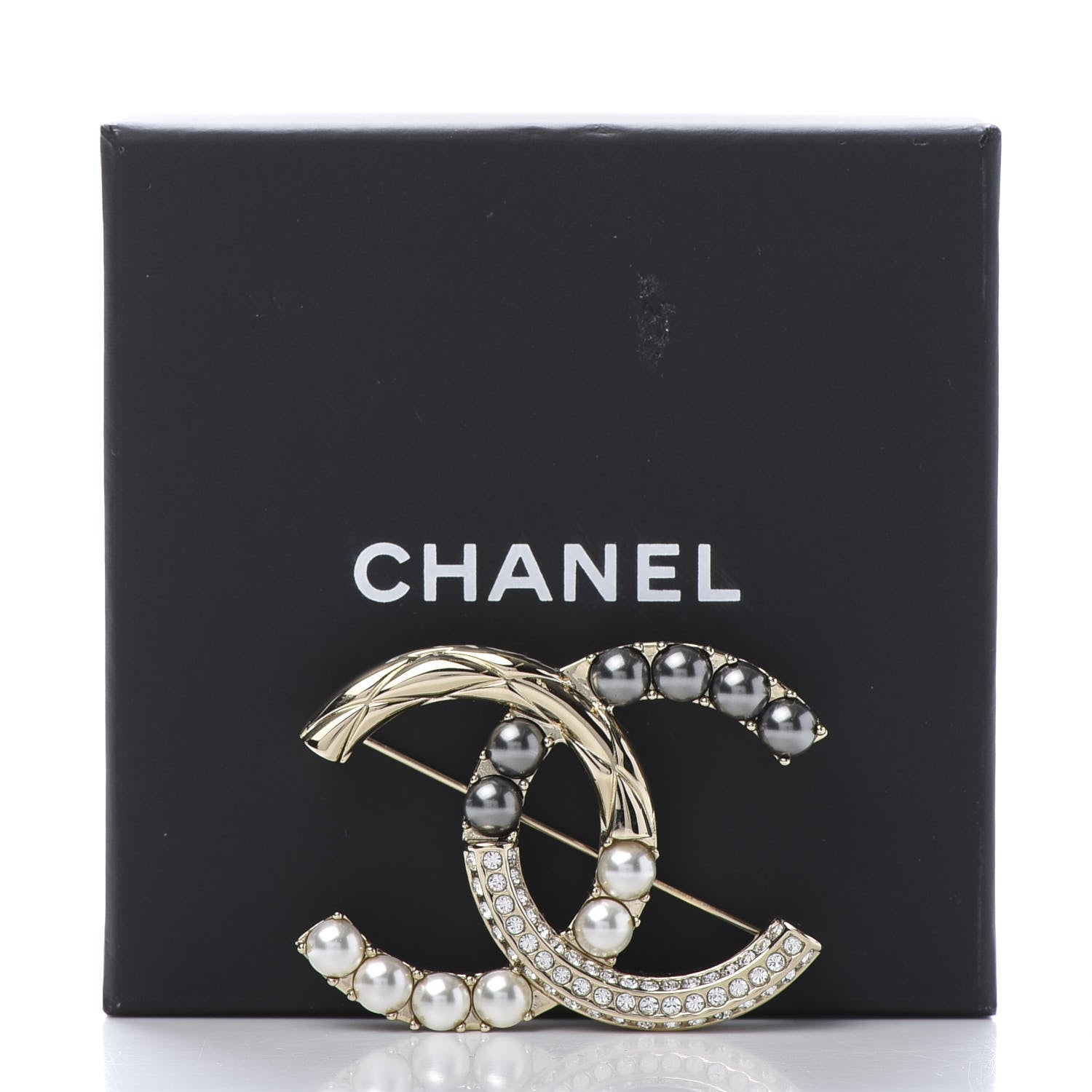 Chanel Pearl Crystal Bright Young Thing CC Brooch Gold 5 of 5