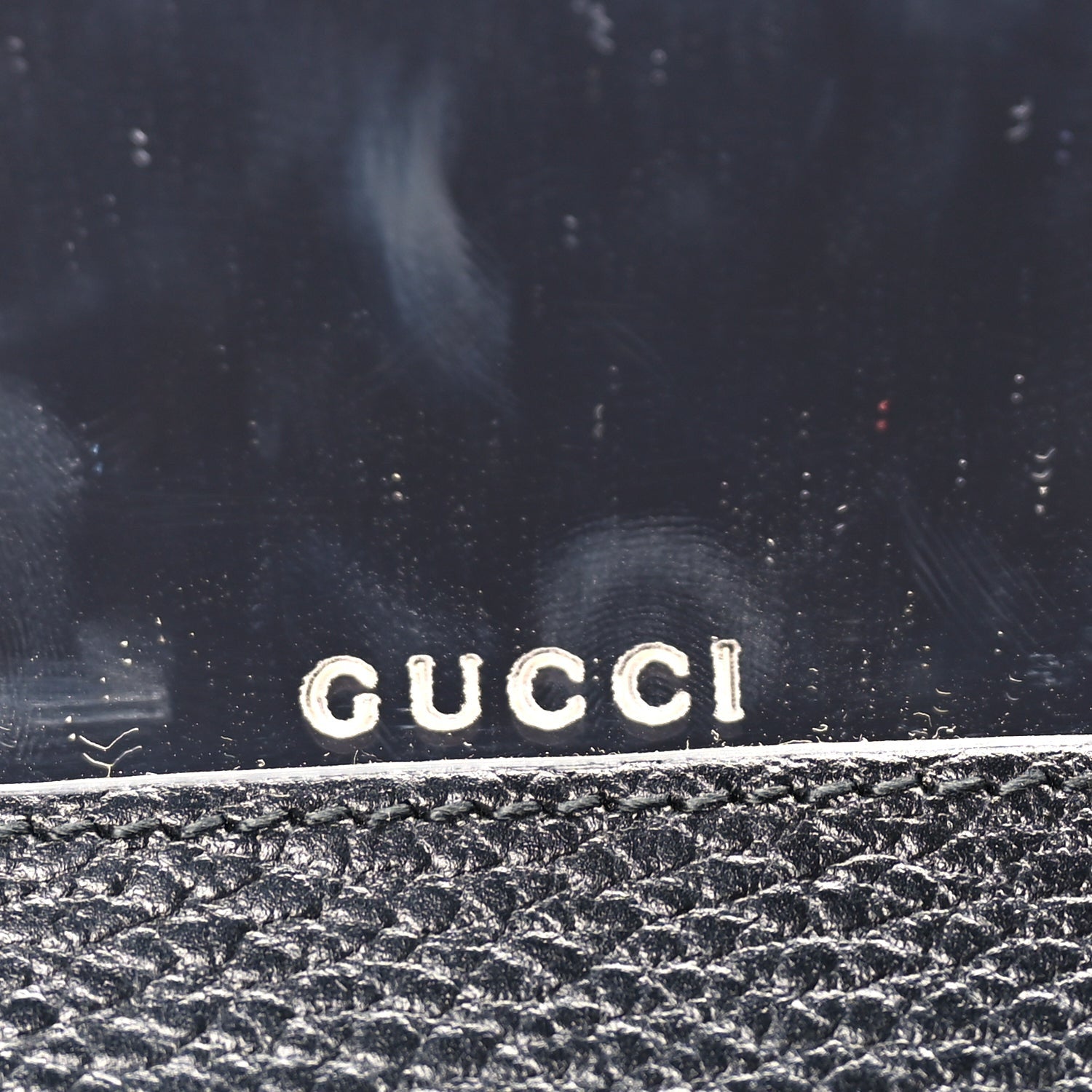 Gucci Dollar Calfskin Enamel Monochrome Mini GG Marmont Chain Wallet Black 5 of 8