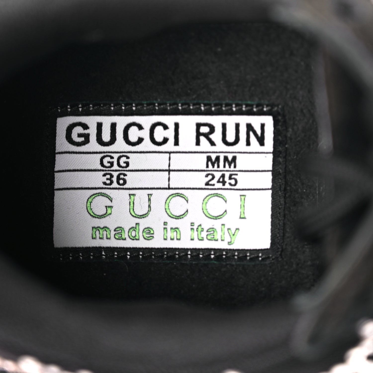 Gucci Mesh Crystal Suede GG Monogram Womens  Run Sneakers 36 Black Silver 7 of 8
