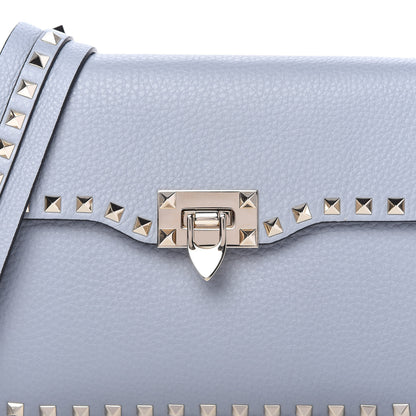 Valentino Garavani Pebbled Calfskin Medium Rockstud Flap Saddle Bag Stone 9 of 9