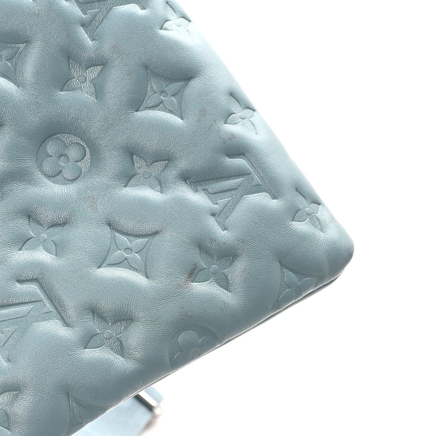 Lambskin Embossed Monogram Coussin PM Blue Glacier