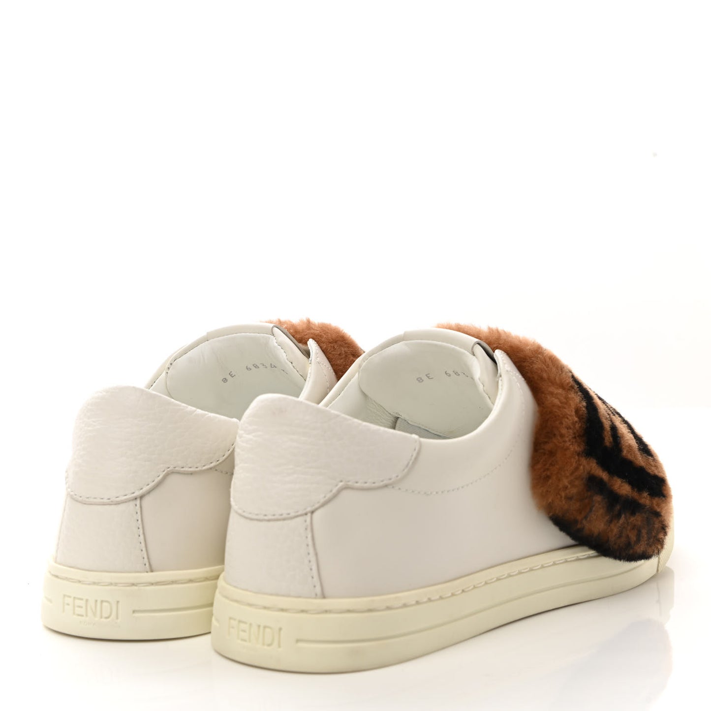 Vitello Shearling FF Velcro Slip On Sneakers 36 White