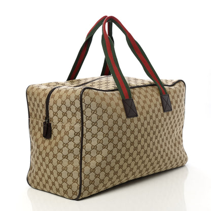 Gucci GG Monogram Web Large Collapsible Carry On Duffle Beige Brown 2 of 9