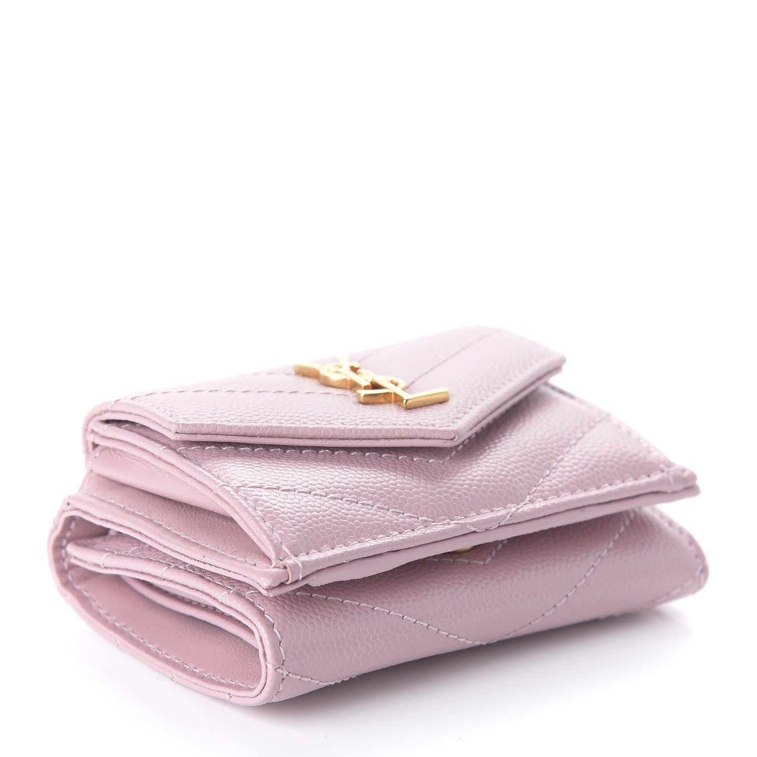 Saint Laurent Grain De Poudre Matelasse Chevron Monogram Tiny Wallet Tender Pink 4 of 10