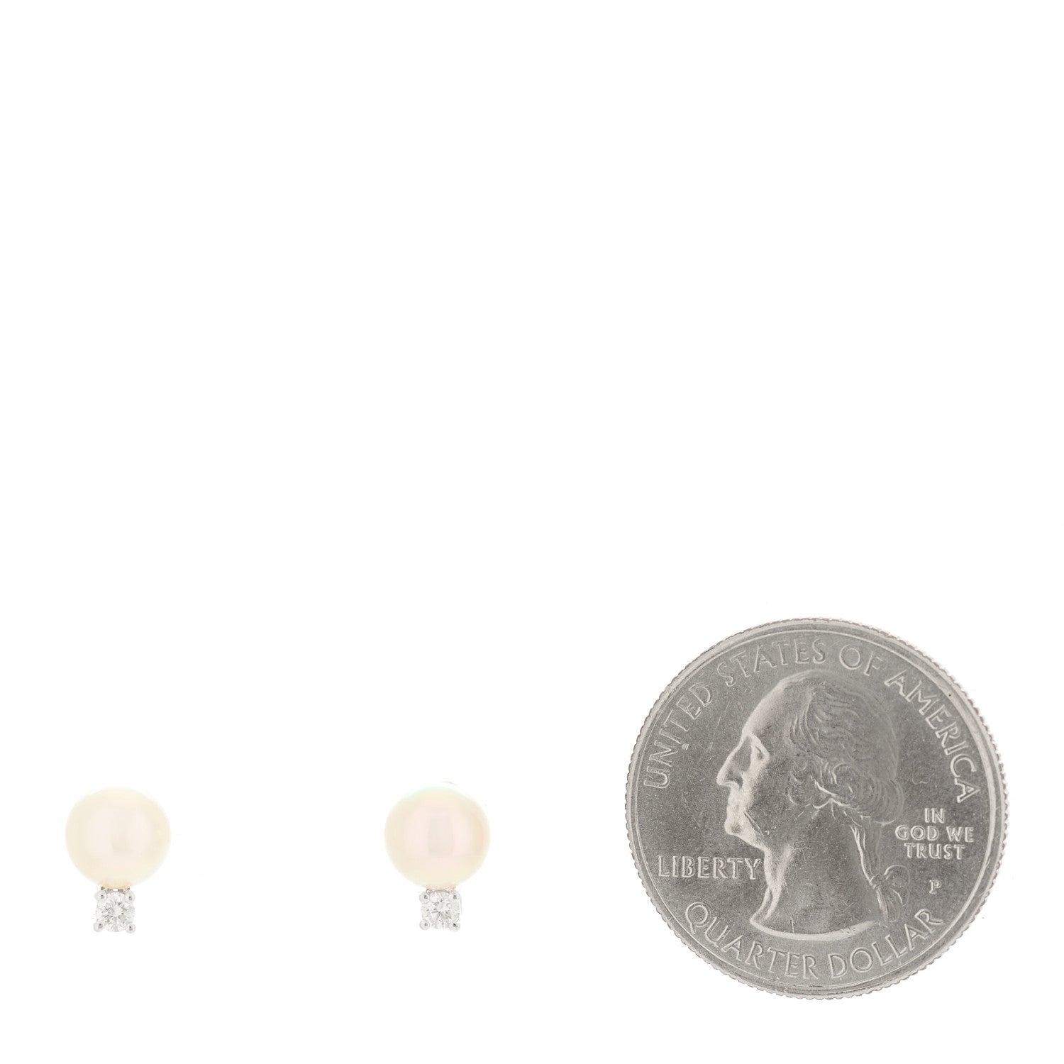 Tiffany 18K White Gold Diamond Akoya Pearl 6.5-7mm Signature Earrings 2 of 5