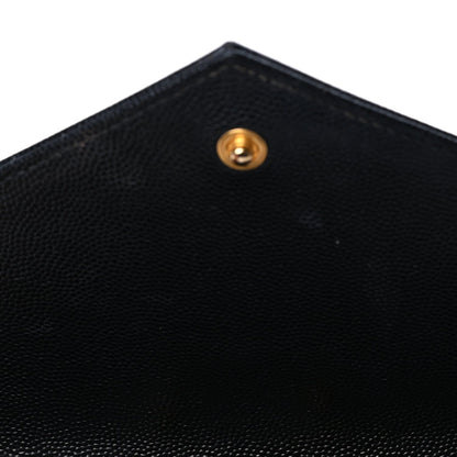 Saint Laurent Grain De Poudre Matelasse Chevron Medium Monogram Chain Wallet  Black 5 of 7