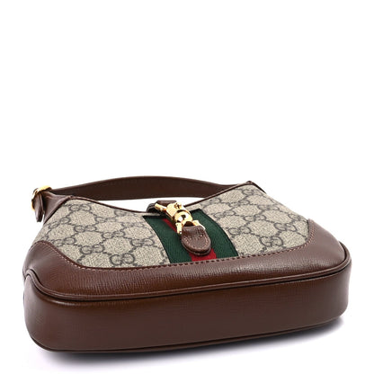 Gucci GG Supreme Monogram Azalea Calfskin Web Mini Jackie 1961 Hobo Beige Ebony Brown Sugar 3 of 7