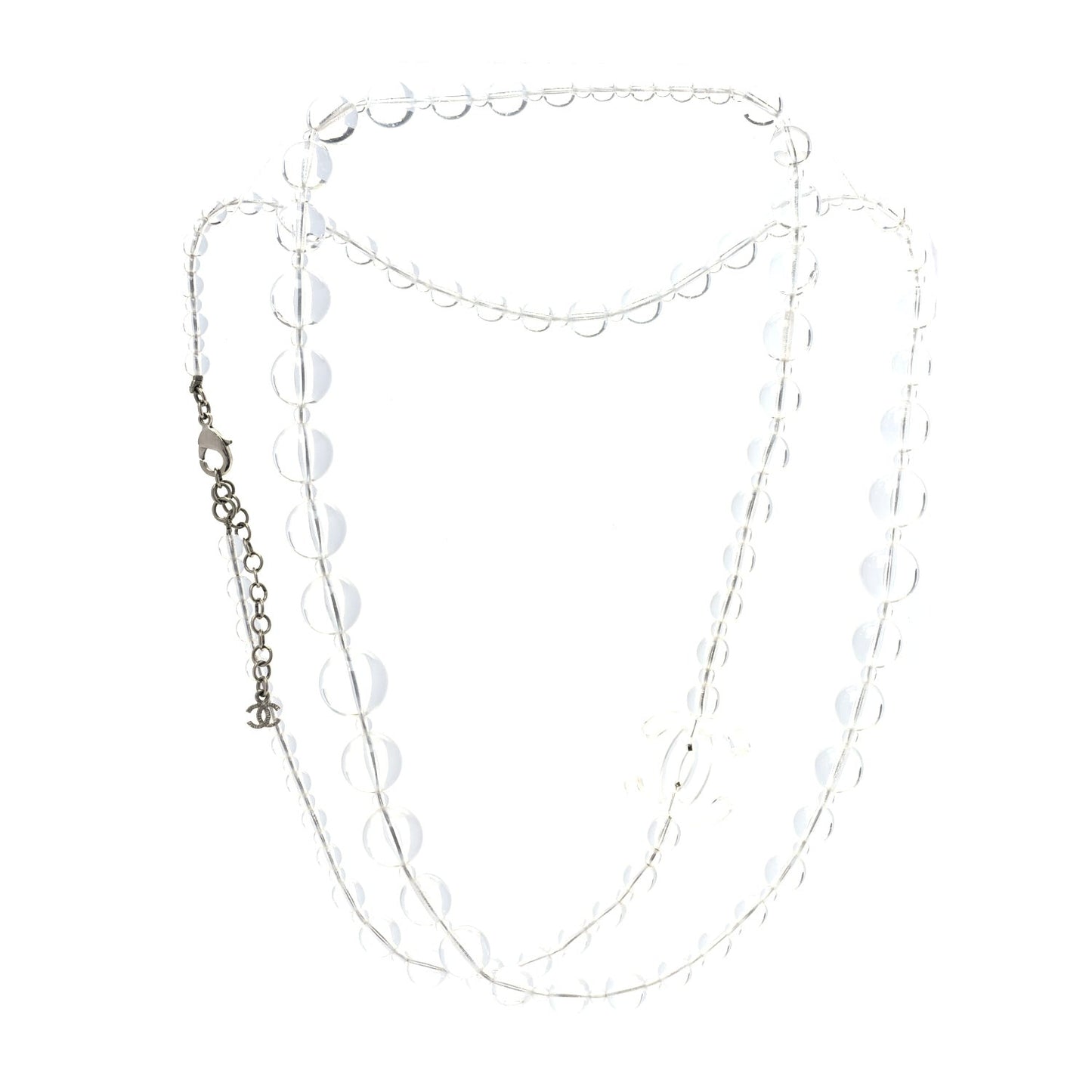 Crystal CC Double Strand Long Chain Necklace Transparent