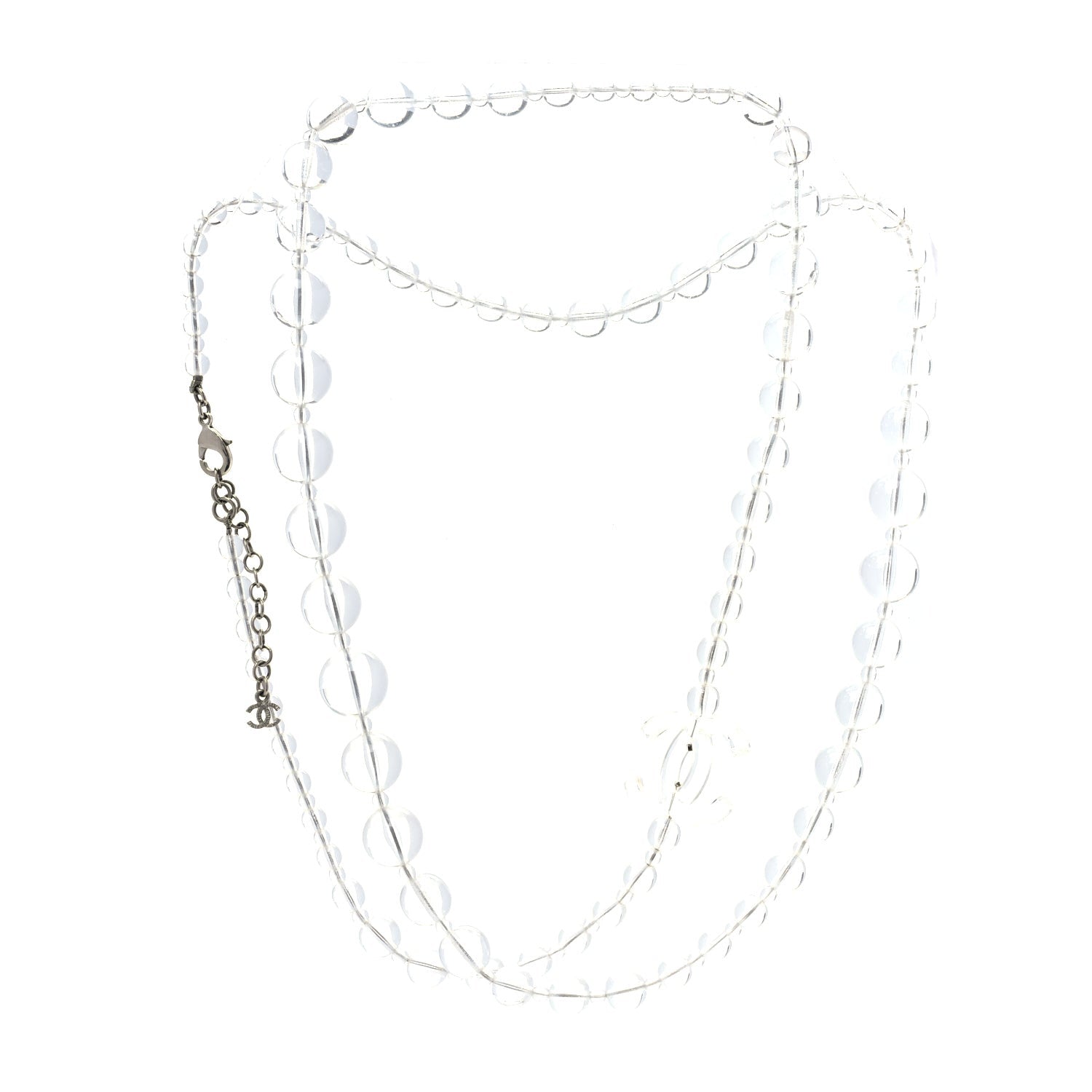 Chanel Crystal CC Double Strand Long Chain Necklace Transparent 1 of 3