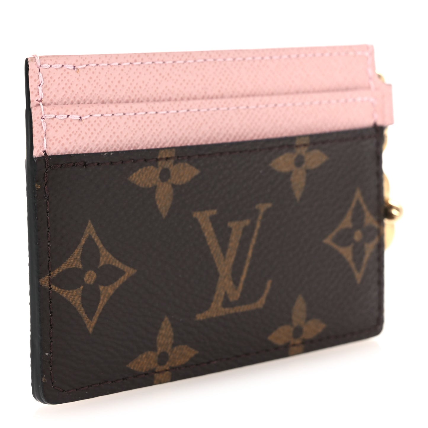 Monogram LV Charms Card Holder Rose Ballerine