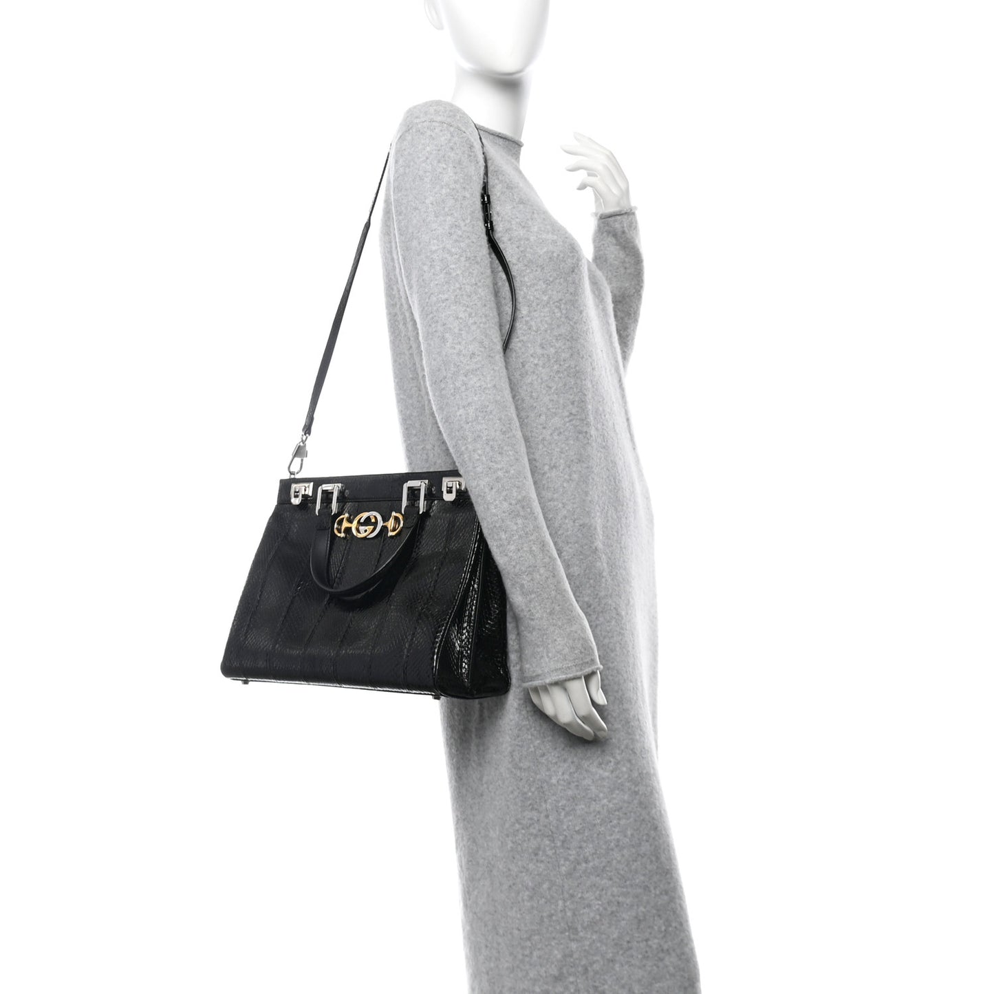 Elaphe Medium Zumi Top Handle Bag Black