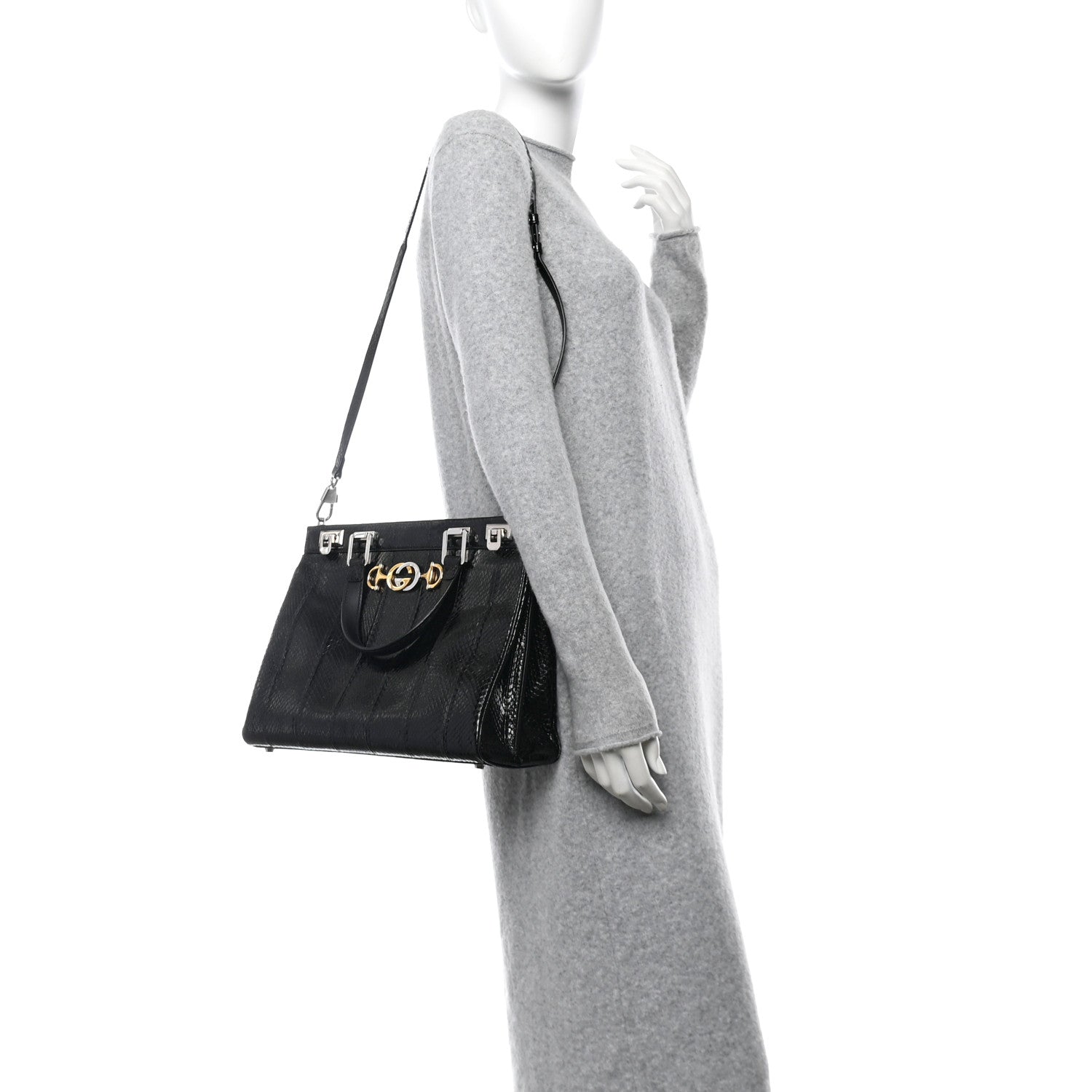 Gucci Elaphe Medium Zumi Top Handle Bag Black 2 of 10