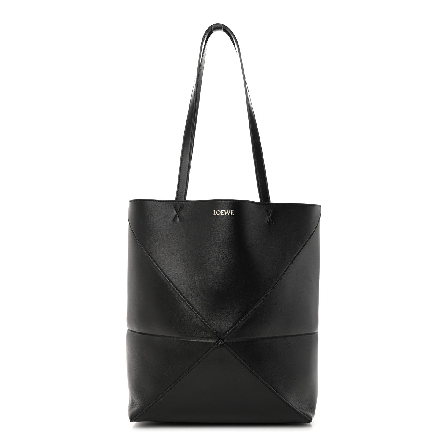 Loewe Shiny Calfskin Medium Puzzle Fold Tote Black 1 of 14