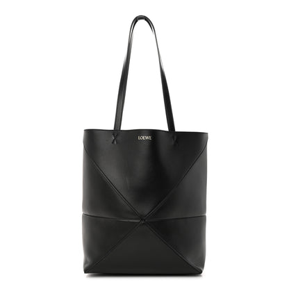 Loewe Shiny Calfskin Medium Puzzle Fold Tote Black 1 of 14