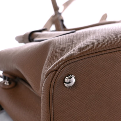Prada Saffiano Cuir Small Twin Tote Cannella Cocco 11 of 14