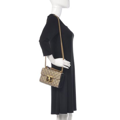 Gucci GG Supreme Monogram Bees Small Padlock Shoulder Bag Black 2 of 9