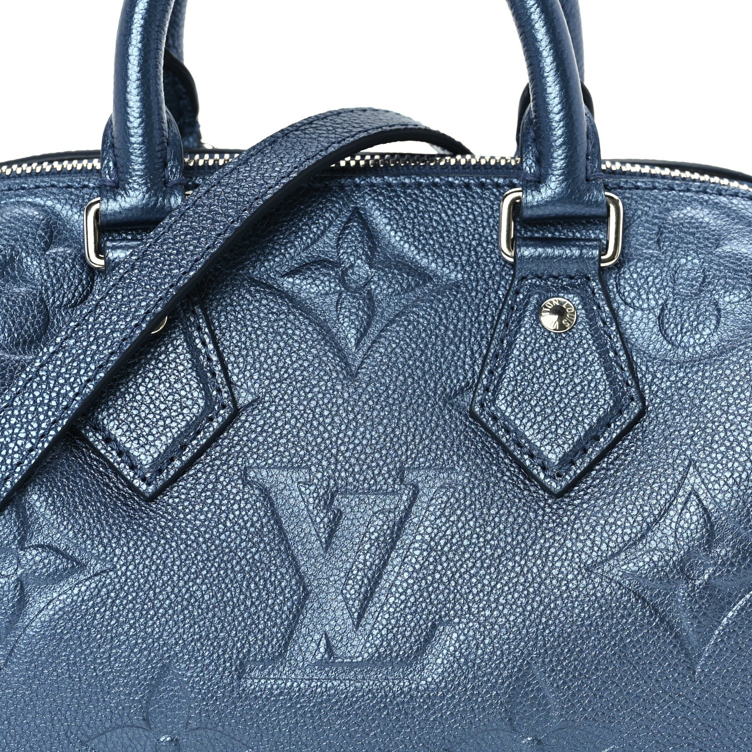 Louis Vuitton Metallic Empreinte Monogram Giant Speedy Bandouliere 20 Navy Nacre 6 of 8