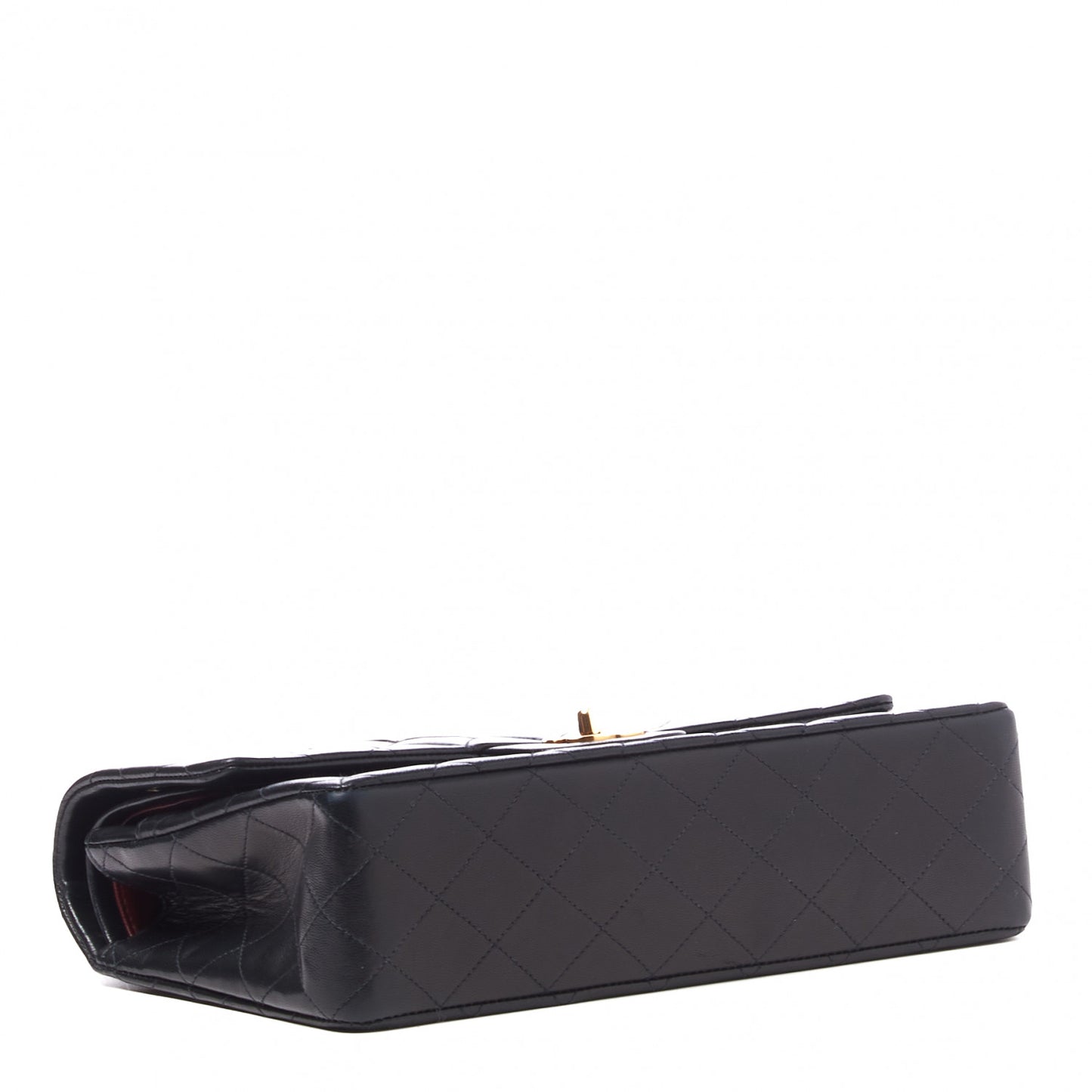 Lambskin Quilted Medium Double Flap Black