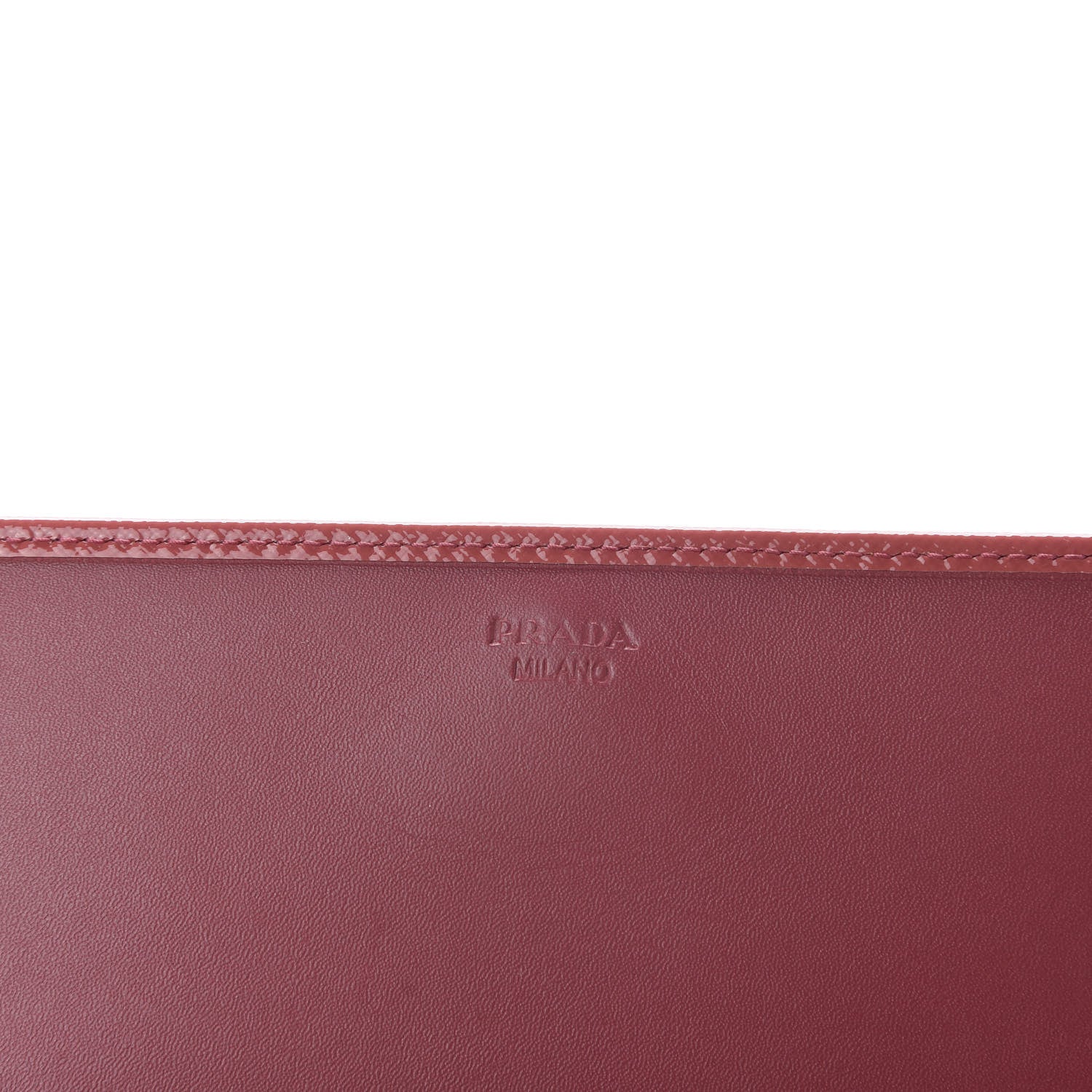 Prada Saffiano Vernice Metal Oro Chain Wallet Fragola 8 of 11