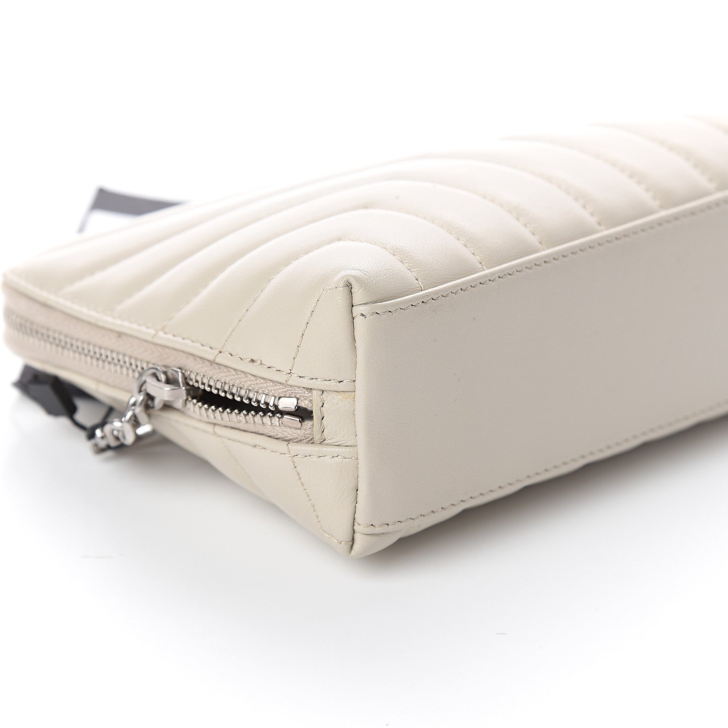 Saint Laurent Lambskin Y Quilted Monogram Loulou Cosmetic Case Ivory 6 of 7