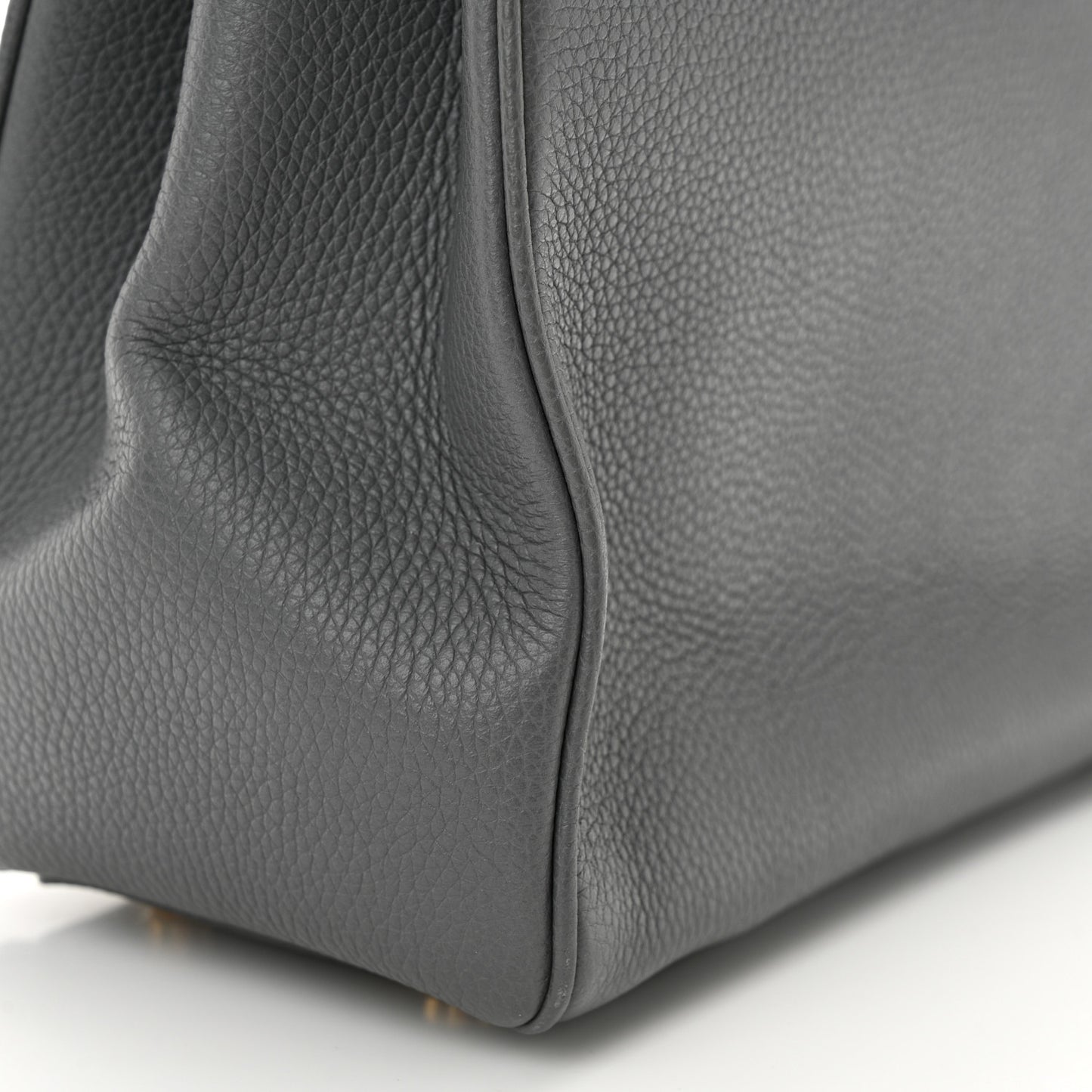 Grained Calfskin Small 16 Top Handle Bag Medium Grey