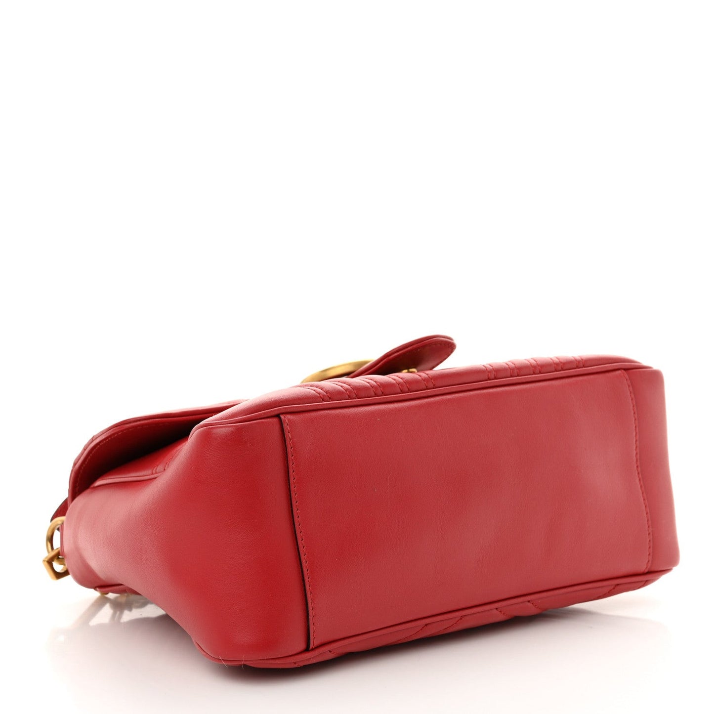 Calfskin Matelasse Small GG Marmont Top Handle Shoulder Bag Hibiscus Red