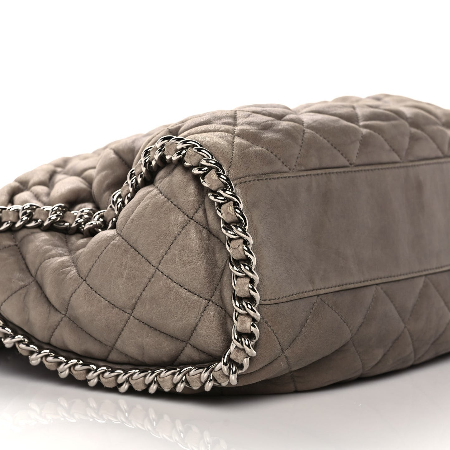 Washed Lambskin Chain Around Hobo Taupe