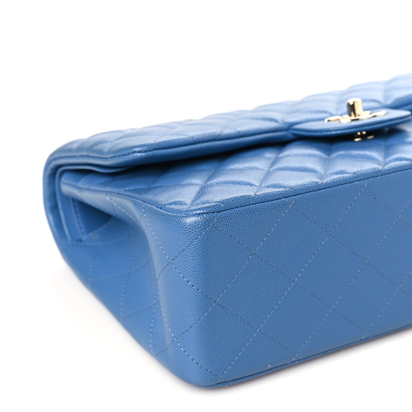 Caviar Quilted Jumbo Double Flap Blue
