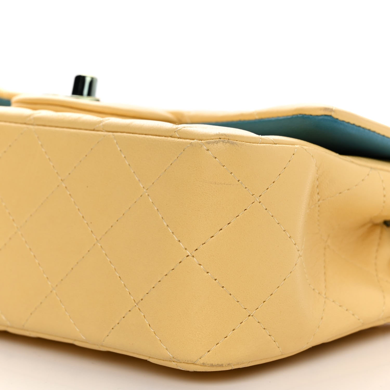 Chanel Lambskin Quilted Mini Rectangular Flap Yellow Blue 10 of 11